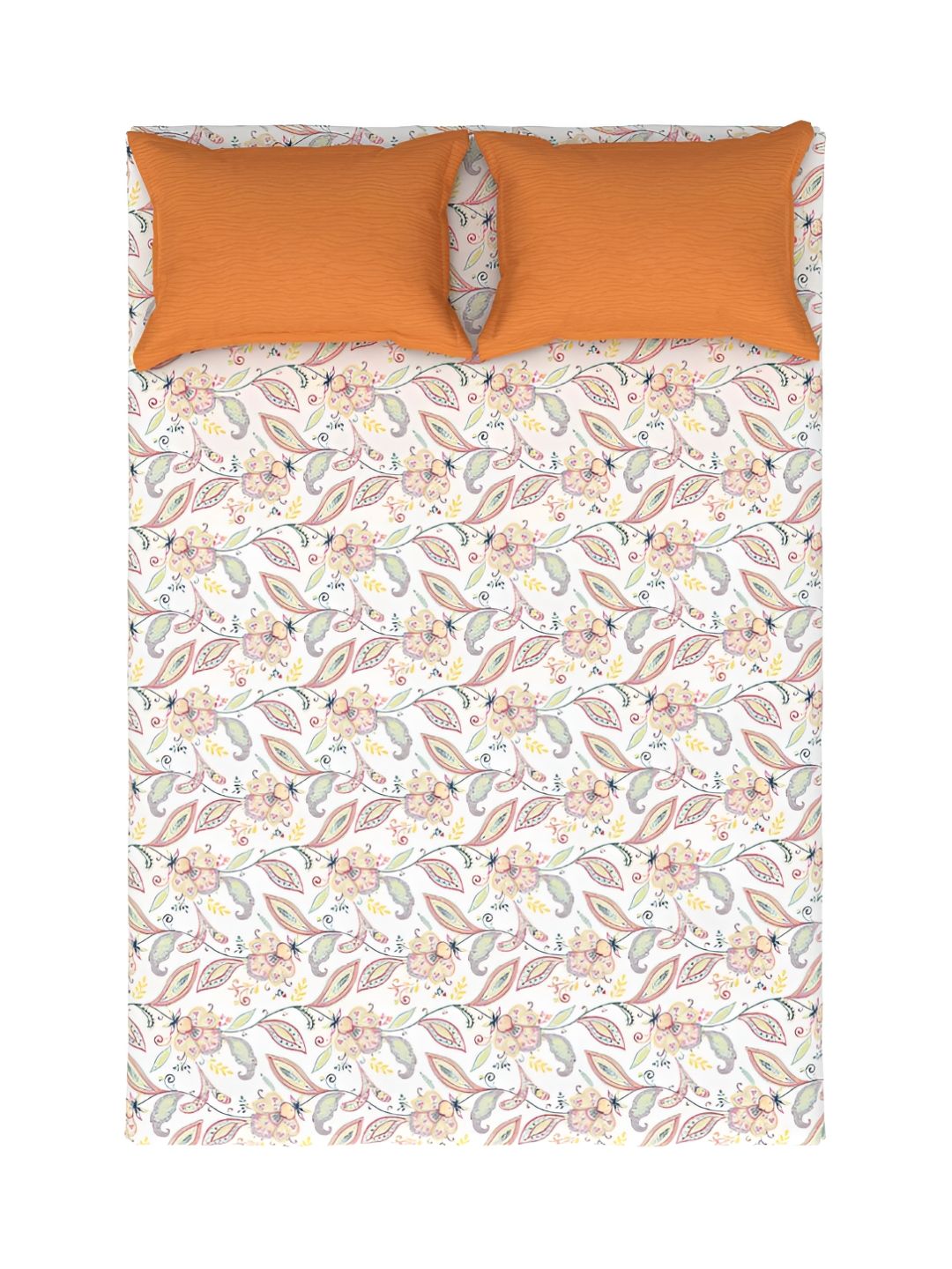 MYTRIDENT Eden Garden Flat 144TC Queen Cotton 1 Bedsheet with 2 Pillow Covers