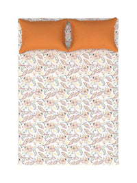 MYTRIDENT Eden Garden Flat 144TC Queen Cotton 1 Bedsheet with 2 Pillow Covers