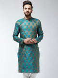 SOJANYA Men Teal & Beige Sulam Kurta Lurus