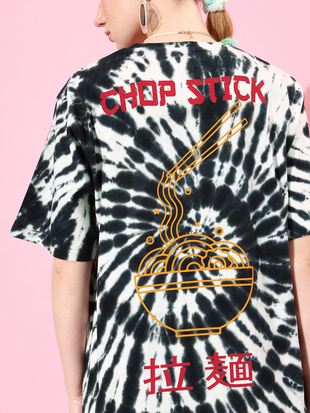 DILLINGER Women Tie & Dye Graphic Print Oversized T-shirt