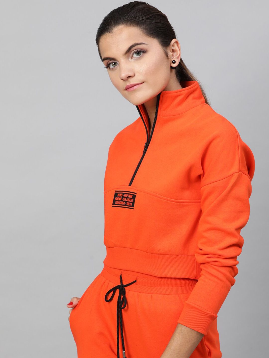 STREET 9 Women Orange Solid Sweatshirt