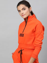 STREET 9 Women Orange Solid Sweatshirt