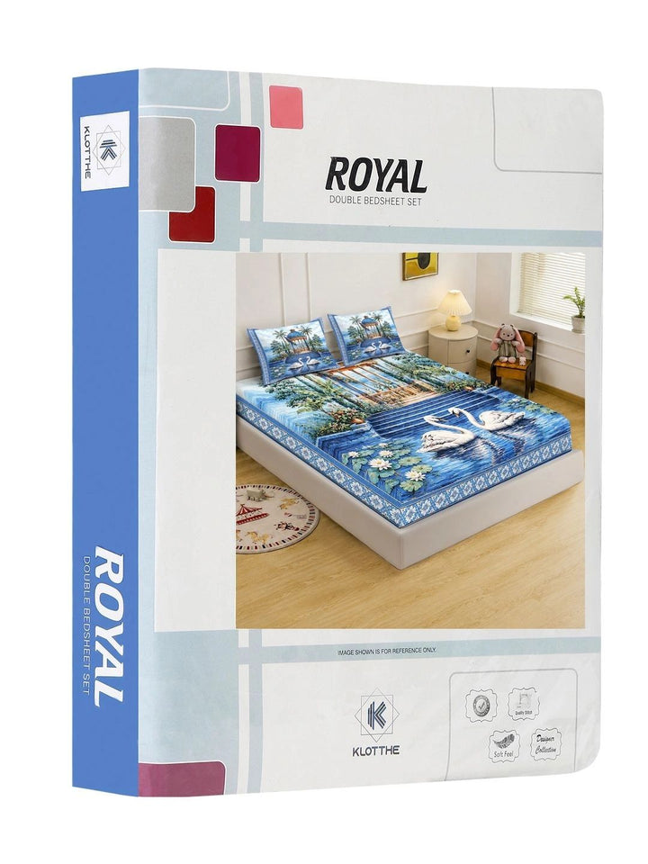 Moda Rapido X KLOTTHE Cadar 400 TC Bunga Biru & Putih dengan 2 Sarung Bantal