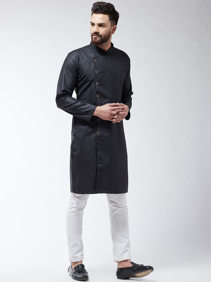 SOJANYA Lelaki Hitam Solid Kurta Lurus
