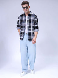 The Indian Garage Co Pure Cotton Spread Collar Tartan Checked Casual Shirt