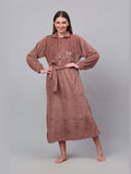 KLOTTHE Rust Woolen Long Sleeve Bath Robe With Belt