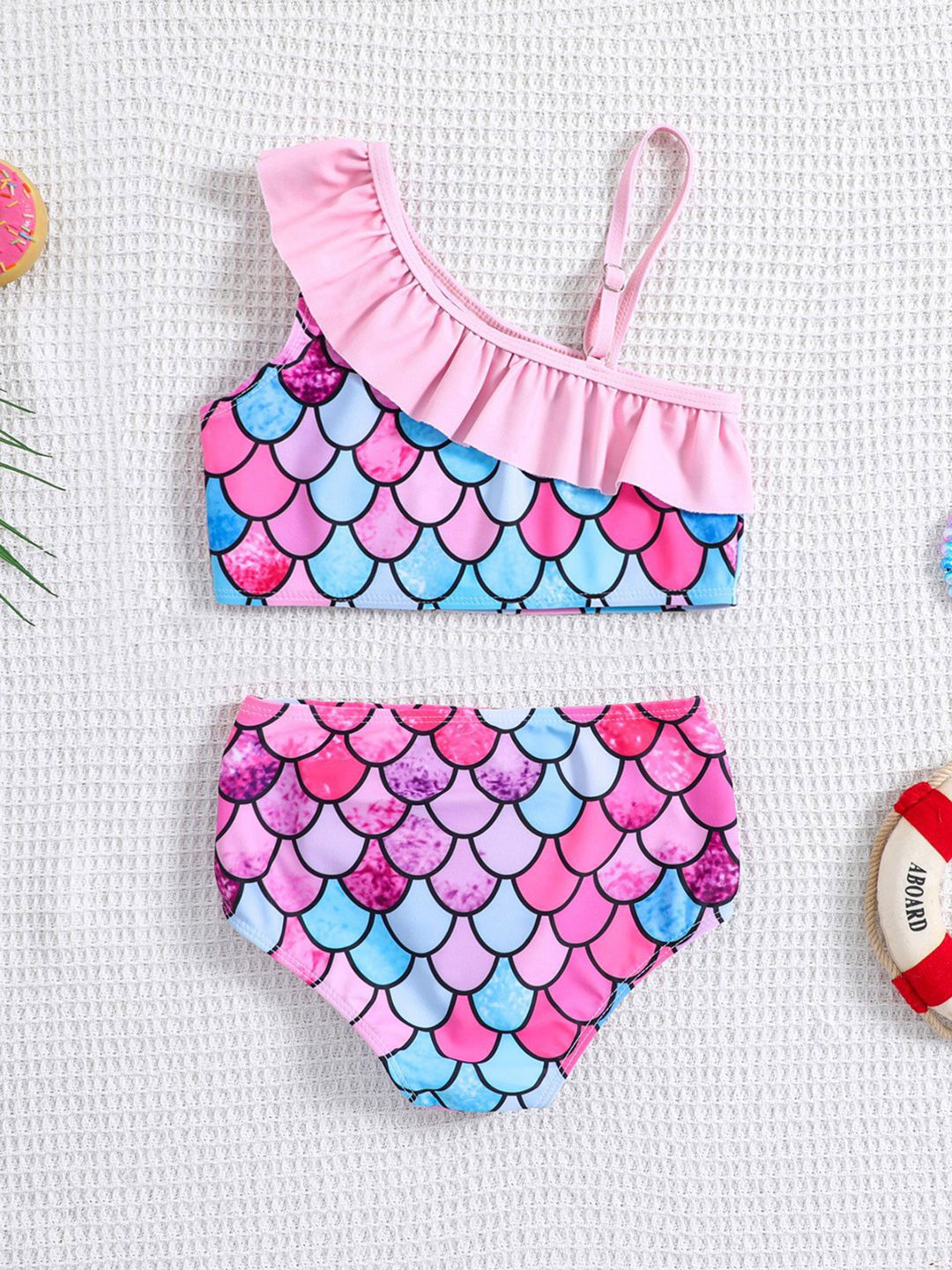 YK Girls Printed Sleeveless Swimset