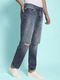 Bene Kleed Men Relaxed Fit Slash Knee Heavy Fade Jeans
