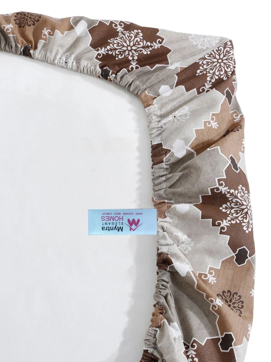 Myntra Elegant Homes Brown Geometric 400 TC Single Bedsheet with 1 Pillow Covers