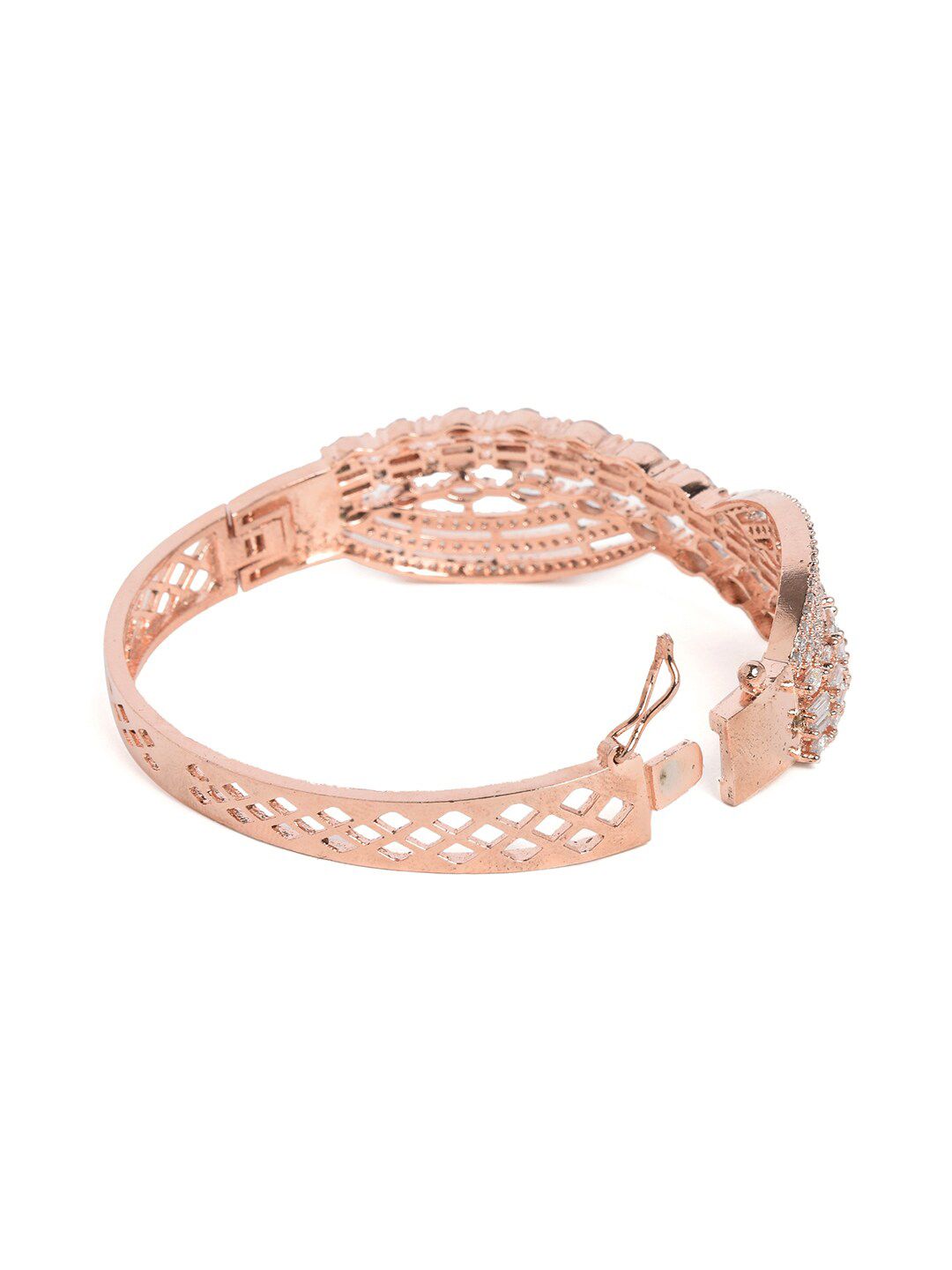 SOHI Women Rose & White Brass American Diamond Bangle-Style Gelang