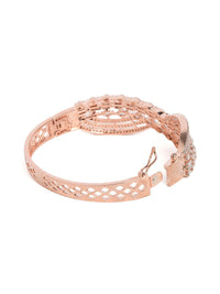 SOHI Women Rose & White Brass American Diamond Bangle-Style Gelang