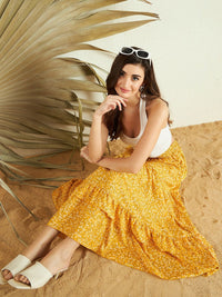 Berrylush Floral Printed Layered A-Line Maxi Skirt