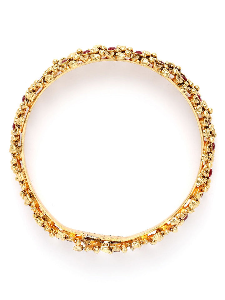 KARATCART Set Of 2 Gold-Plated Kundan-Studded Bangles