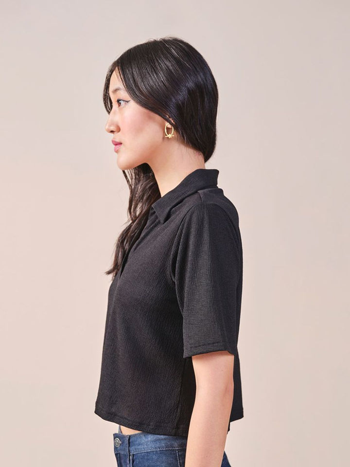 AND shirt collar solid Top