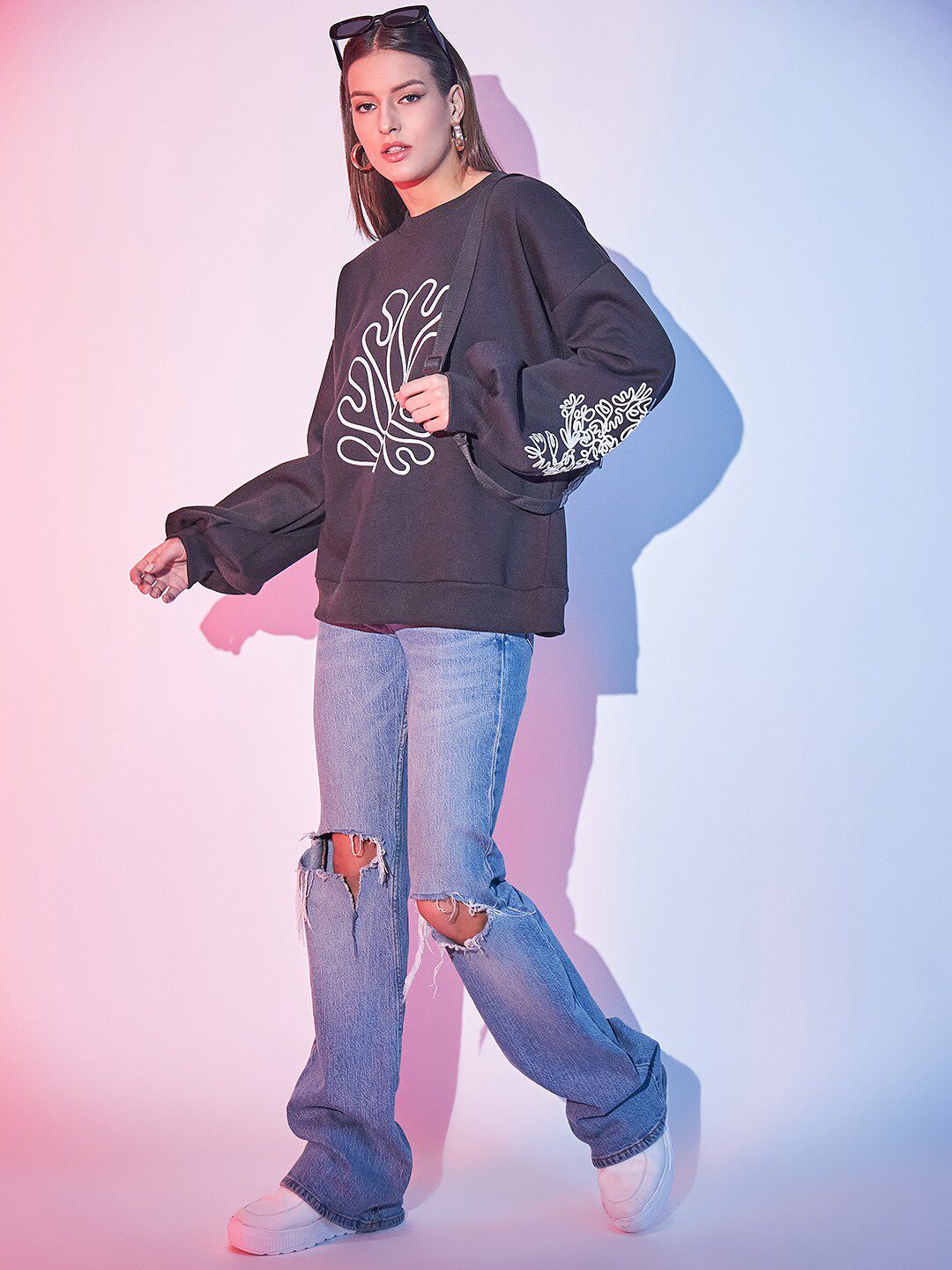 STREET 9 Graphic Printed Fleece Pullover