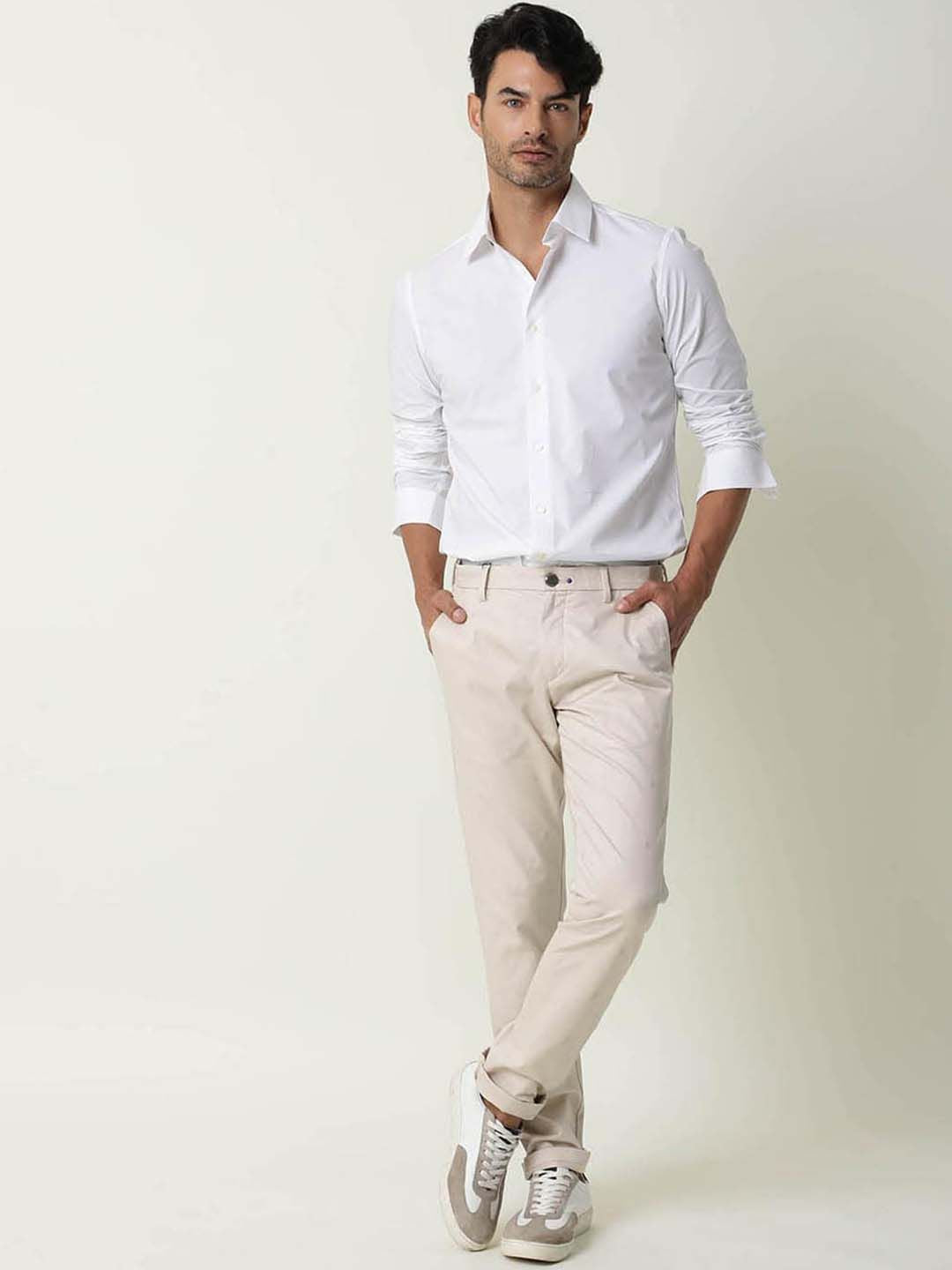 RARE RABBIT Men Mazzios Mid-Rise Slim Fit Trouser