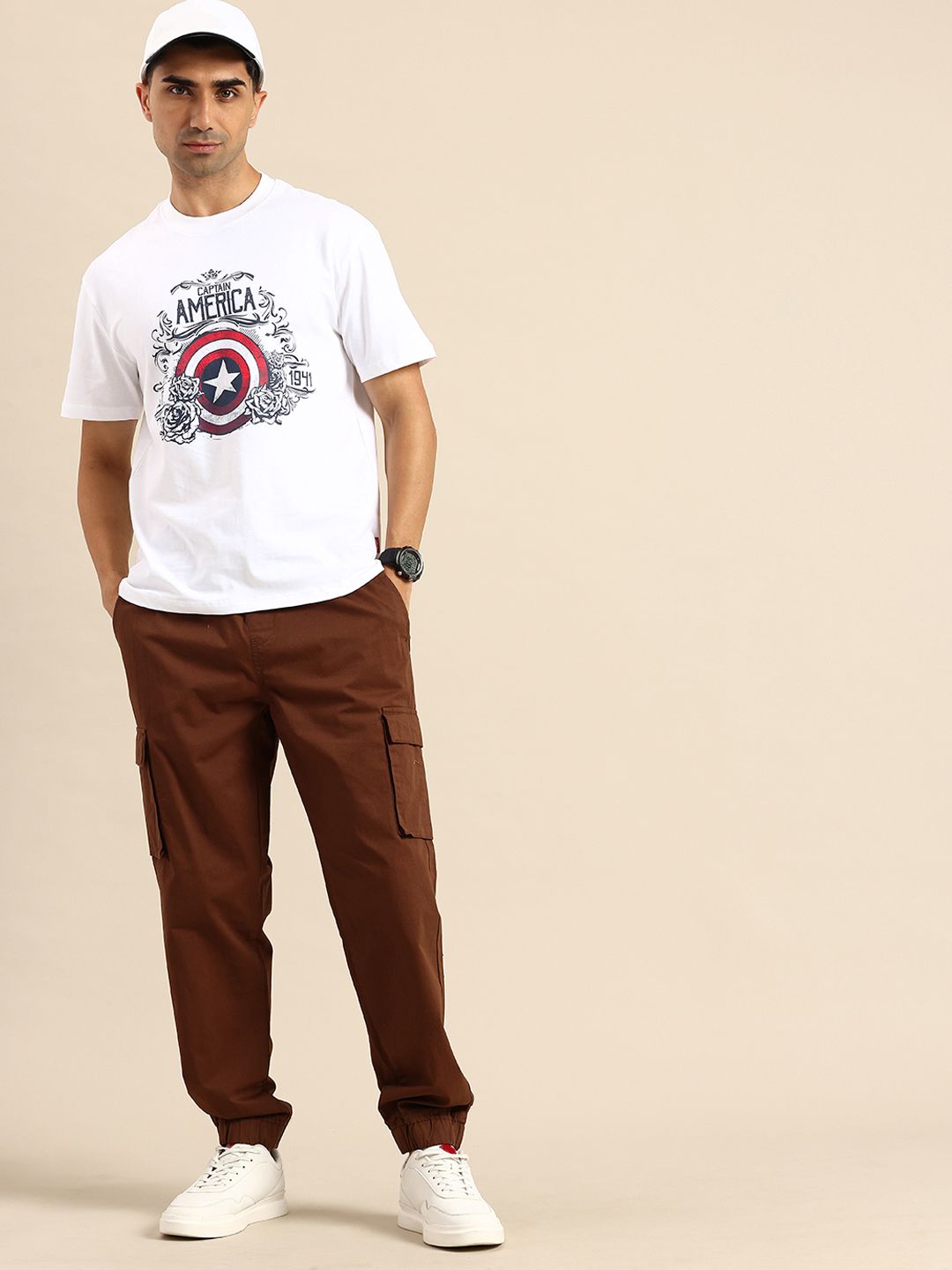 Being Human Captain America Printed Pure Cotton T-shirt
