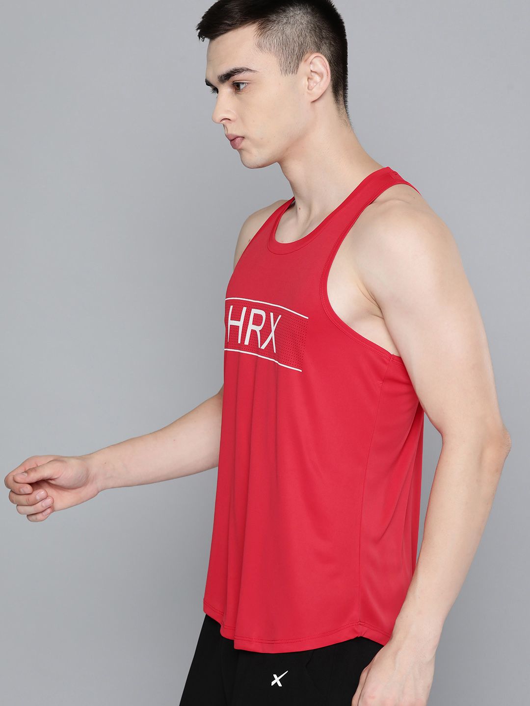 HRX by Hrithik Roshan Brand Logo Print Rapid-Dry Sleeveless Training T-shirt