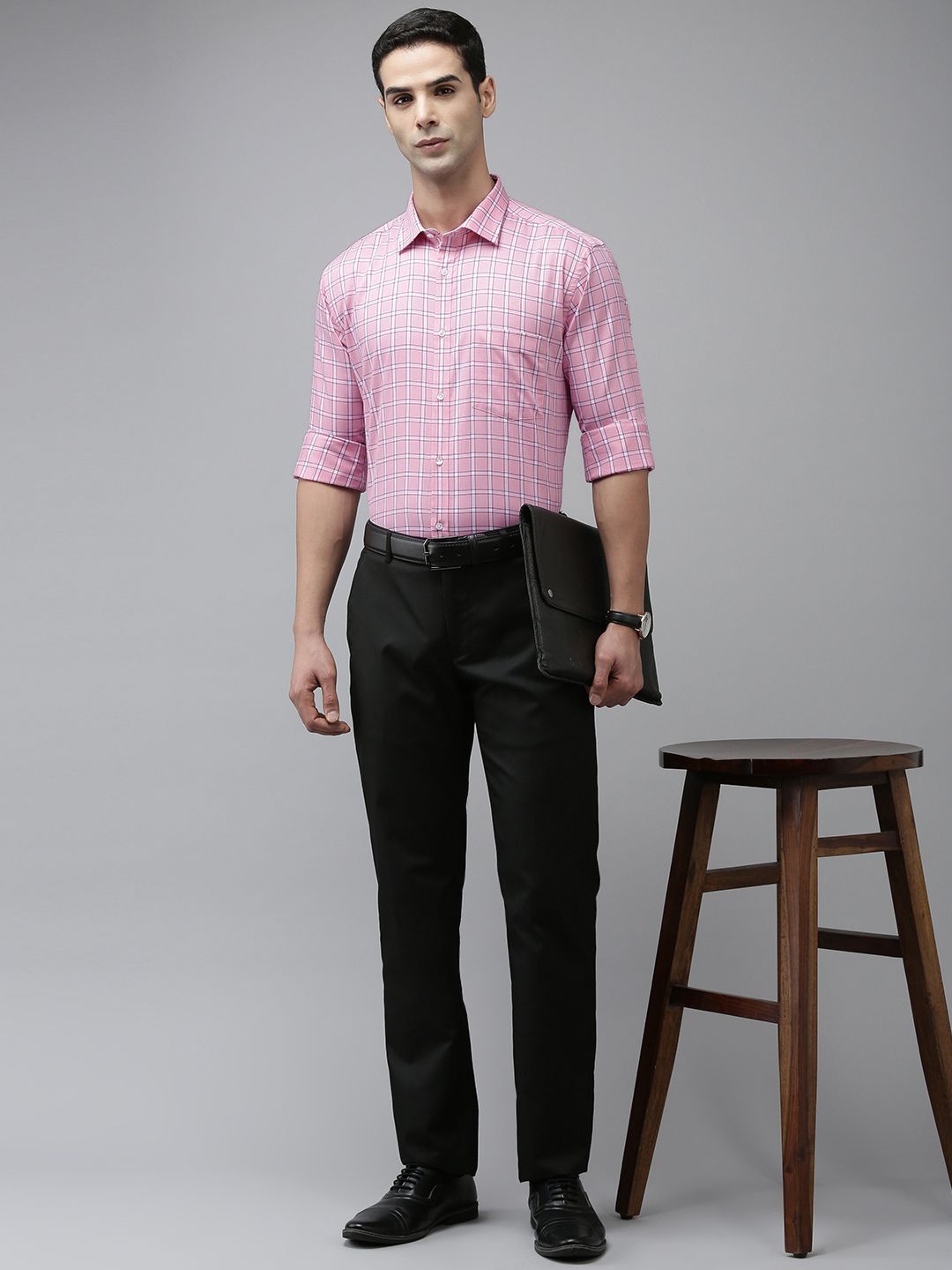 Park Avenue Men Slim Fit Opaque Checked Pure Cotton Formal Shirt