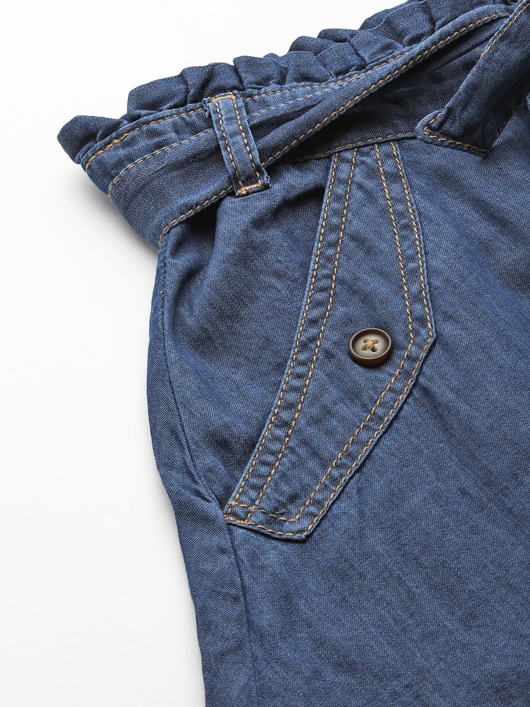 all about you Blue Pure Cotton Denim A-Line Skirt with Belt