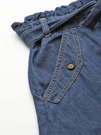 all about you Blue Pure Cotton Denim A-Line Skirt with Belt