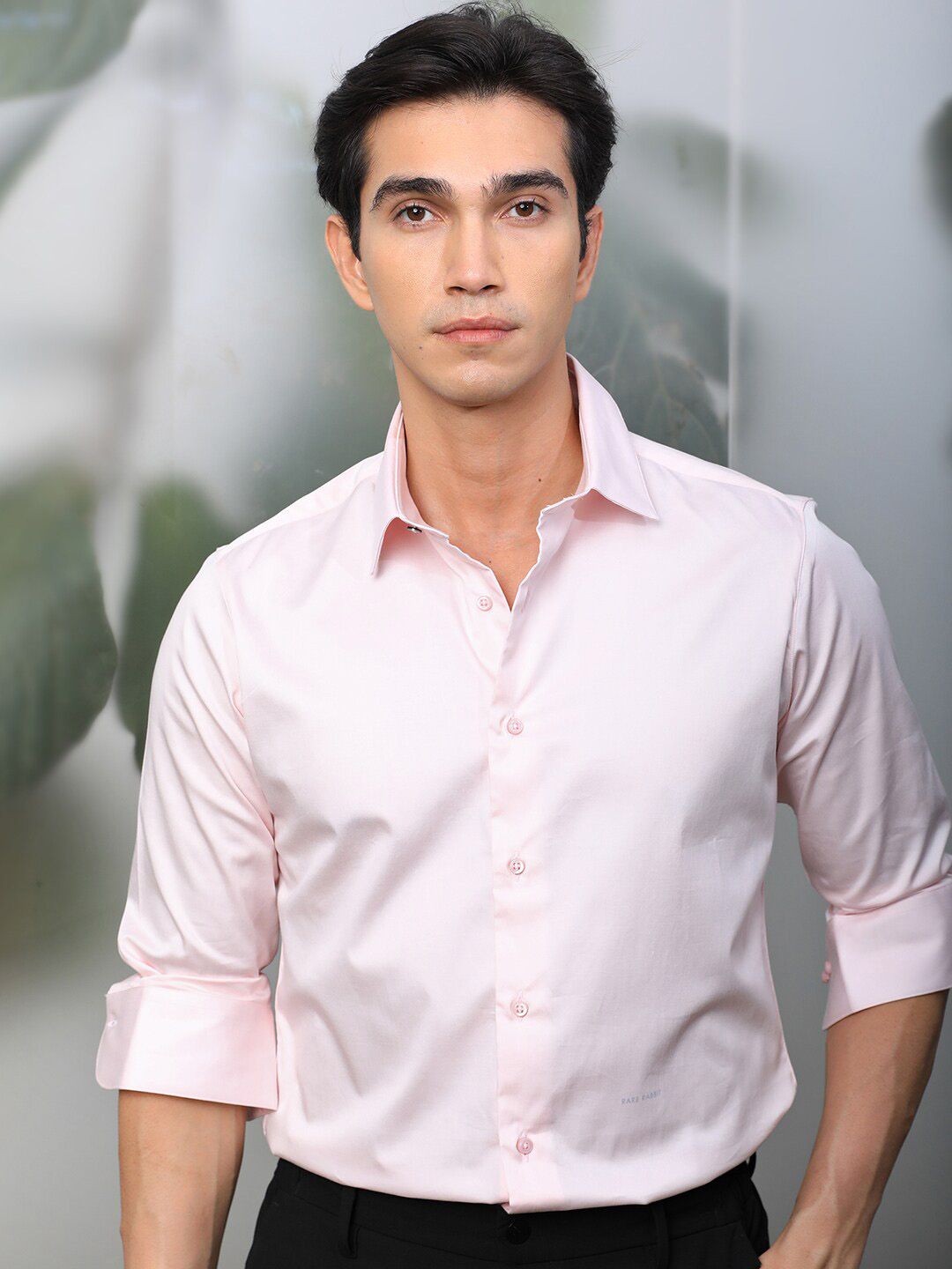 RARE RABBIT Men Melton Slim Fit Cotton Shirt