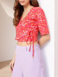 DressBerry Abstract Wrap Style Crop Top