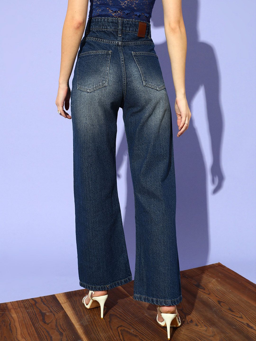 STREET 9 Women Blue Flared High-Rise Mildly Distressed Light Fade Jeans