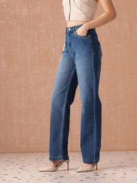 all about you Women Straight Fit High-Rise Light Fade Stretchable Jeans