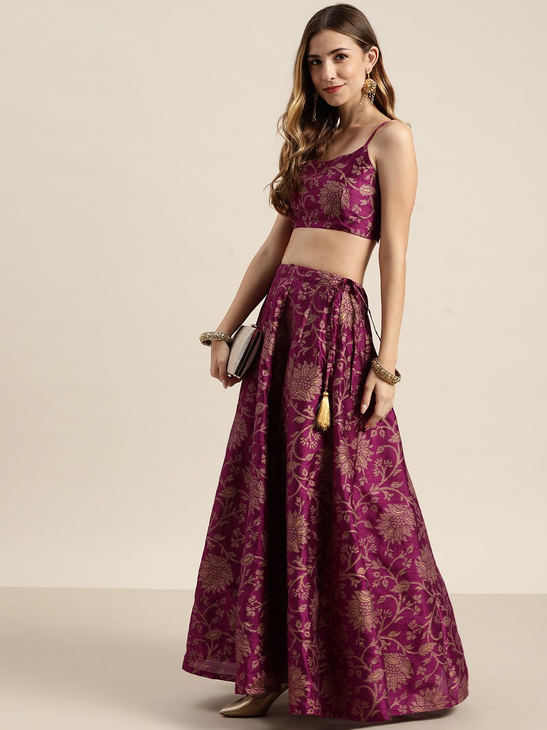 Shae by SASSAFRAS Charming Purple Floral Jacquard Skirt