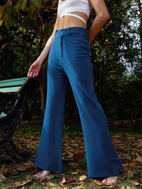 SASSAFRAS Women Blue Comfort Flared Easy Wash Trousers