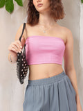 DressBerry Blush & Bold Ribbed Bandeau Crop Top