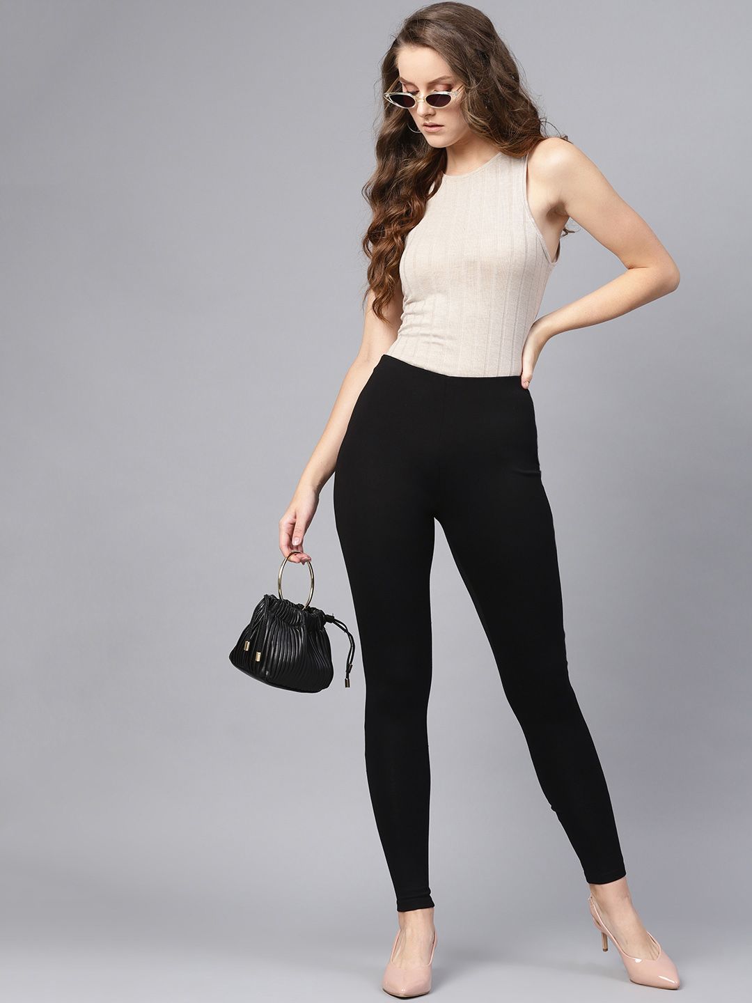 SASSAFRAS Women Black Slim Fit Solid Treggings