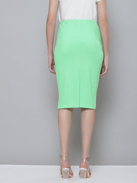 SASSAFRAS Women Green Solid Pencil Skirt