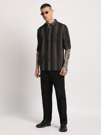 THE BEAR HOUSE  Striped Slim Fit Button-Down Collar Casual Shirt