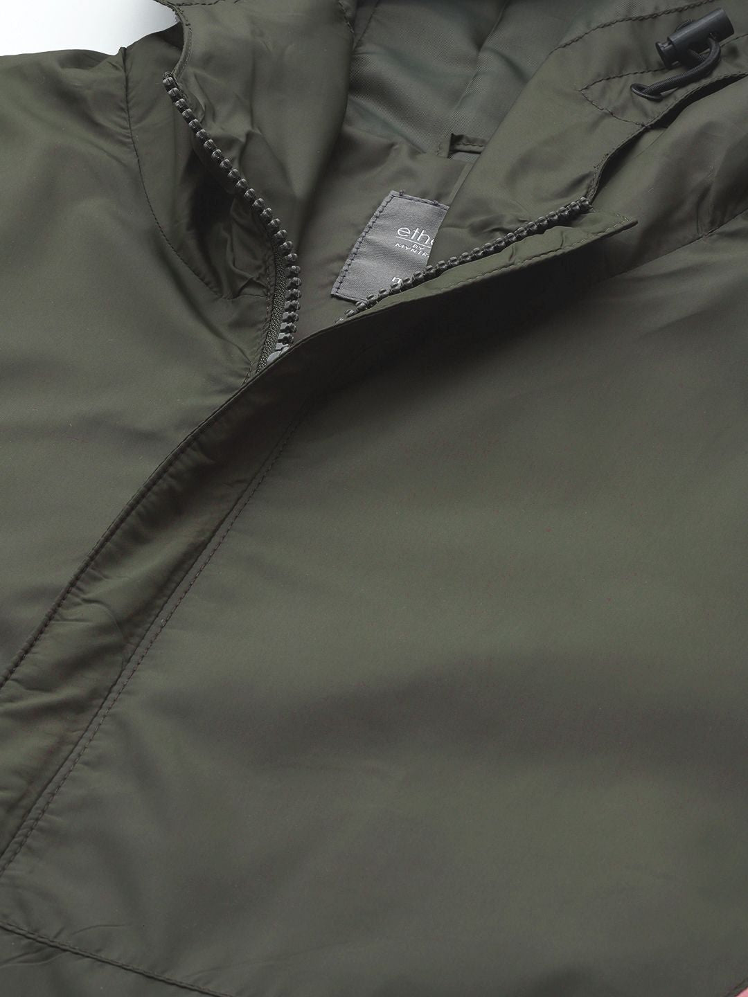 ether Men Olive Green & White Tailored Jacket with Striped Detail