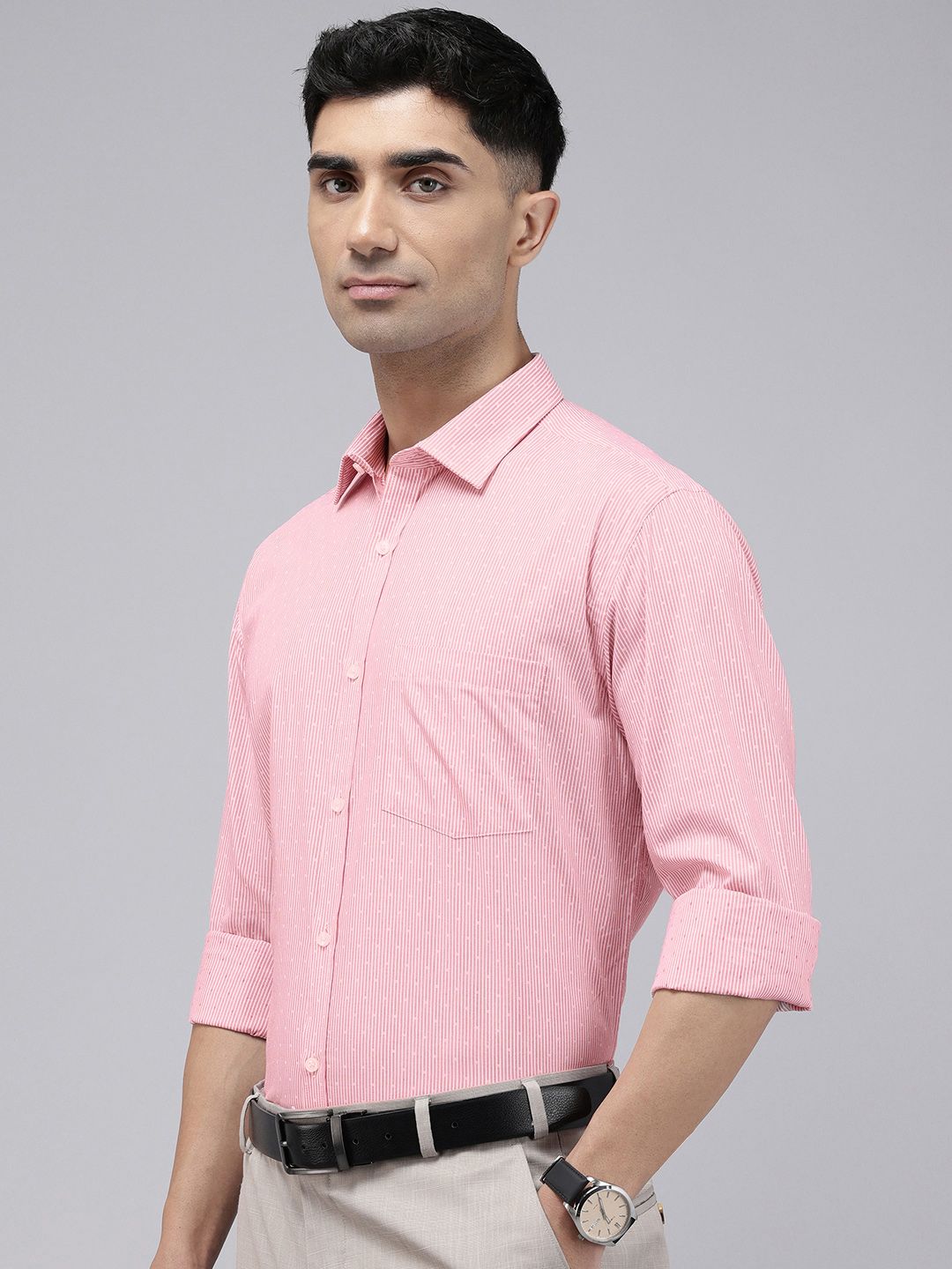 Park Avenue Pure Cotton Slim Fit Striped Formal Shirt