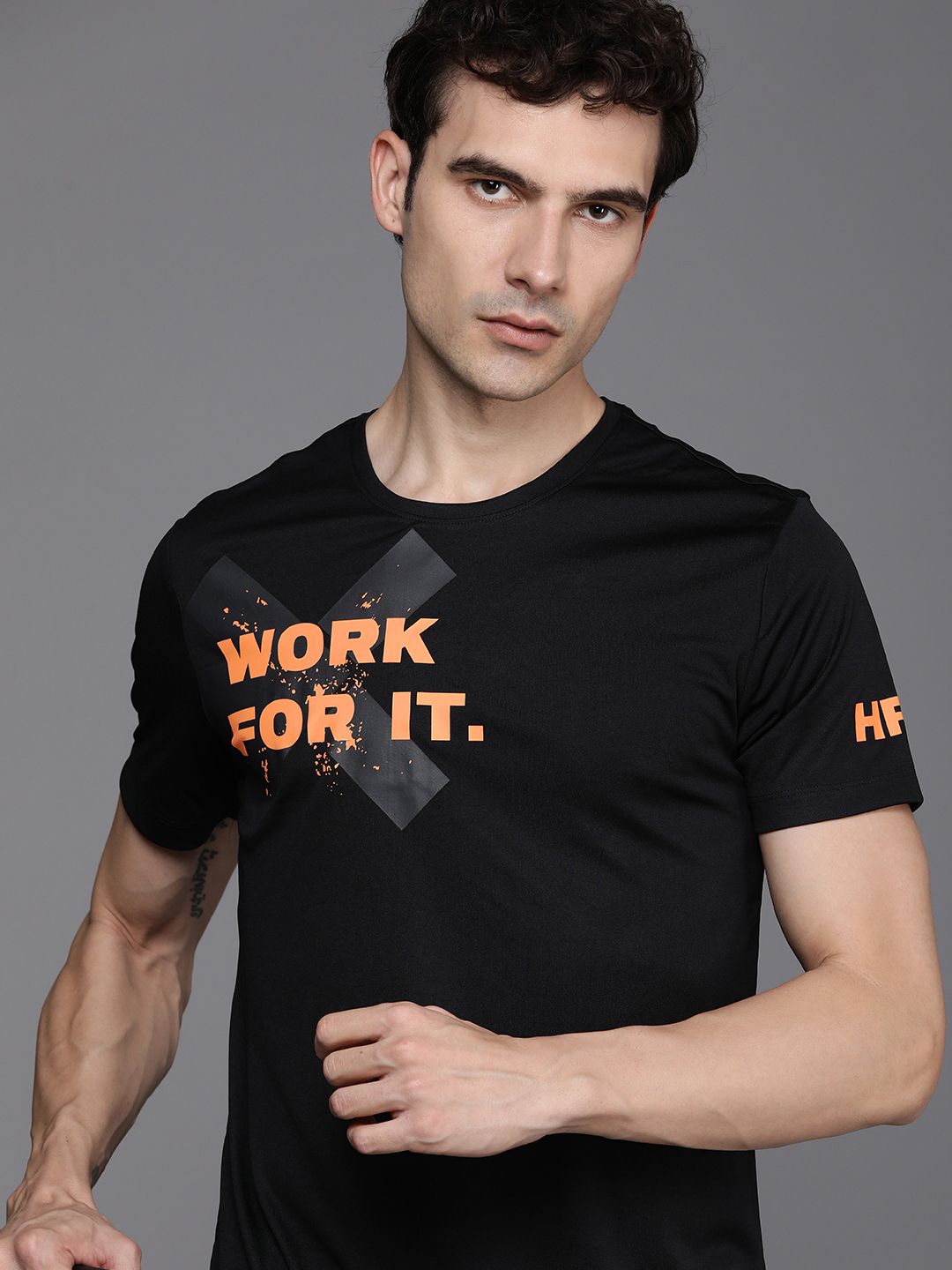 HRX by Hrithik Roshan Rapid Dry Antimicrobial Finish Typography Printed T-shirt