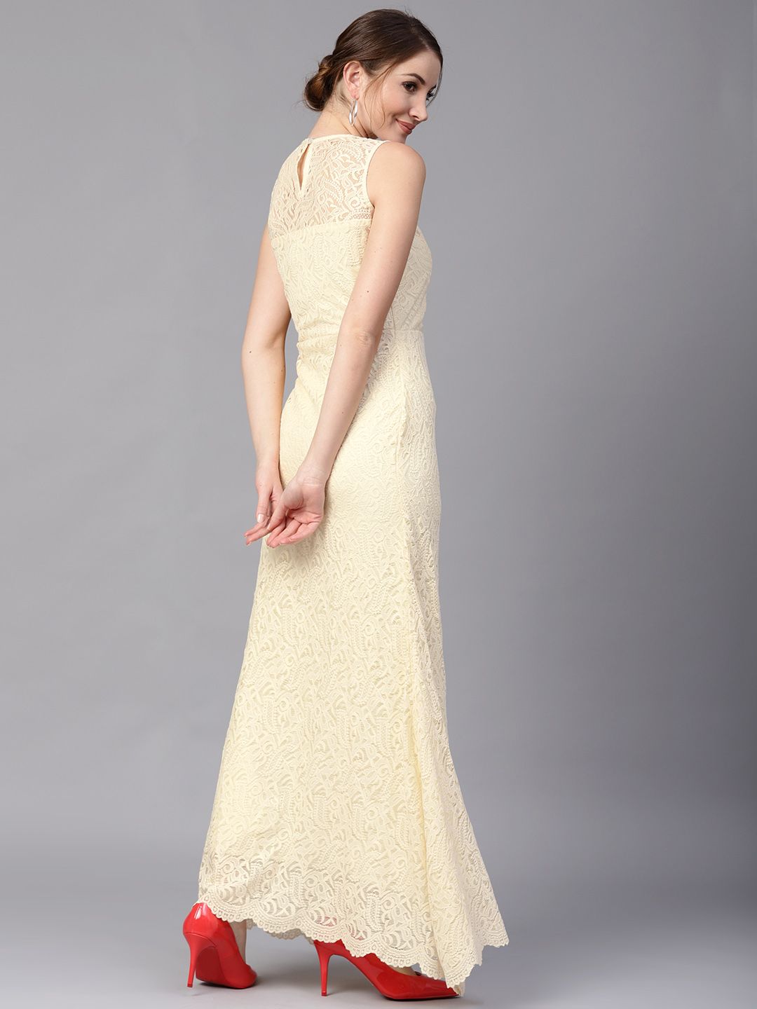 Athena Yellow Lace Maxi Dress