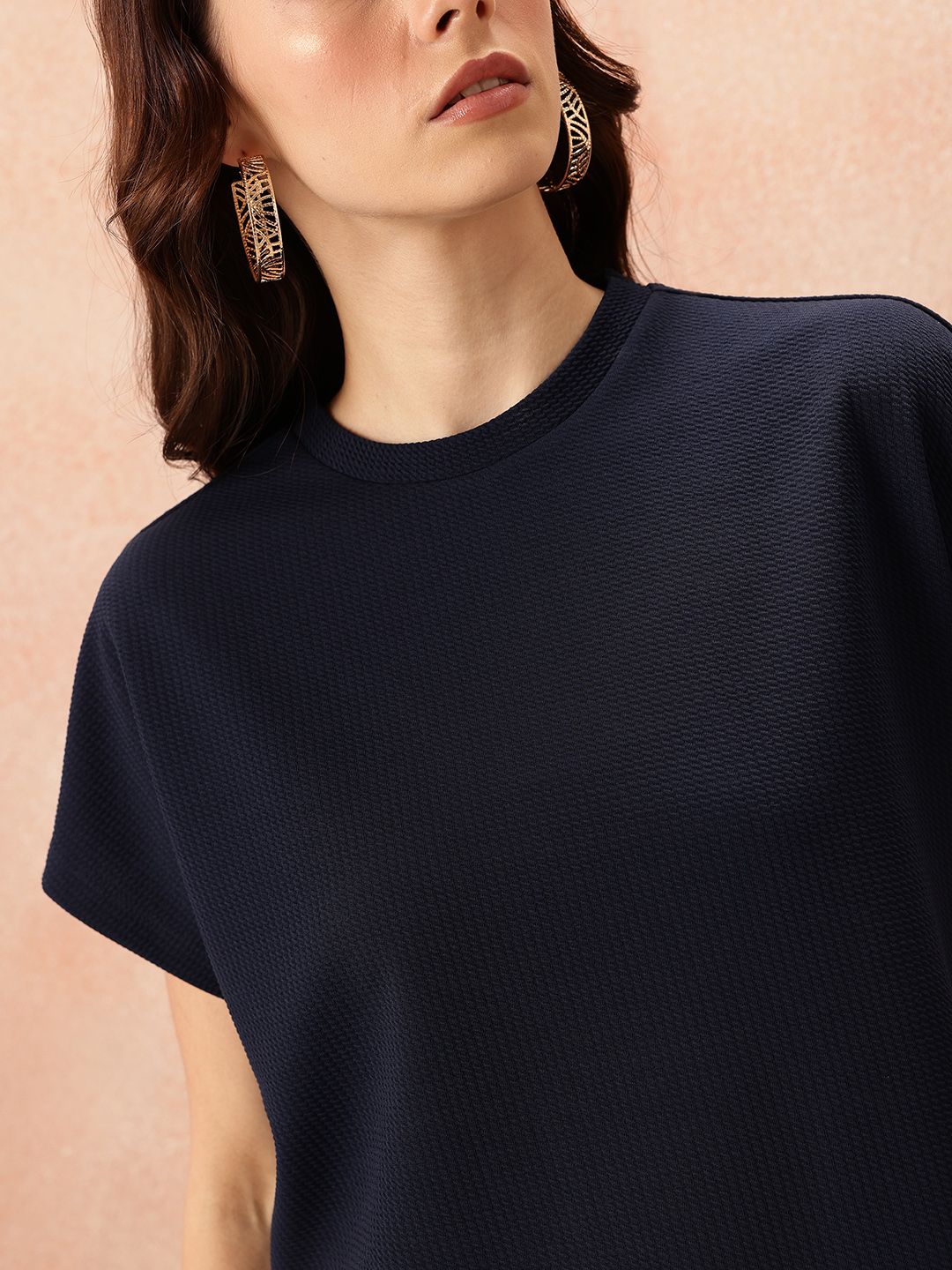 all about you Textured Extended Sleeves Top