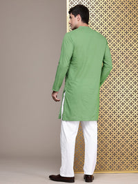 House of Pataudi Ethnic Motifs Embroidered Chikankari pure cotton Jashn kurta paired with pyjama trousers