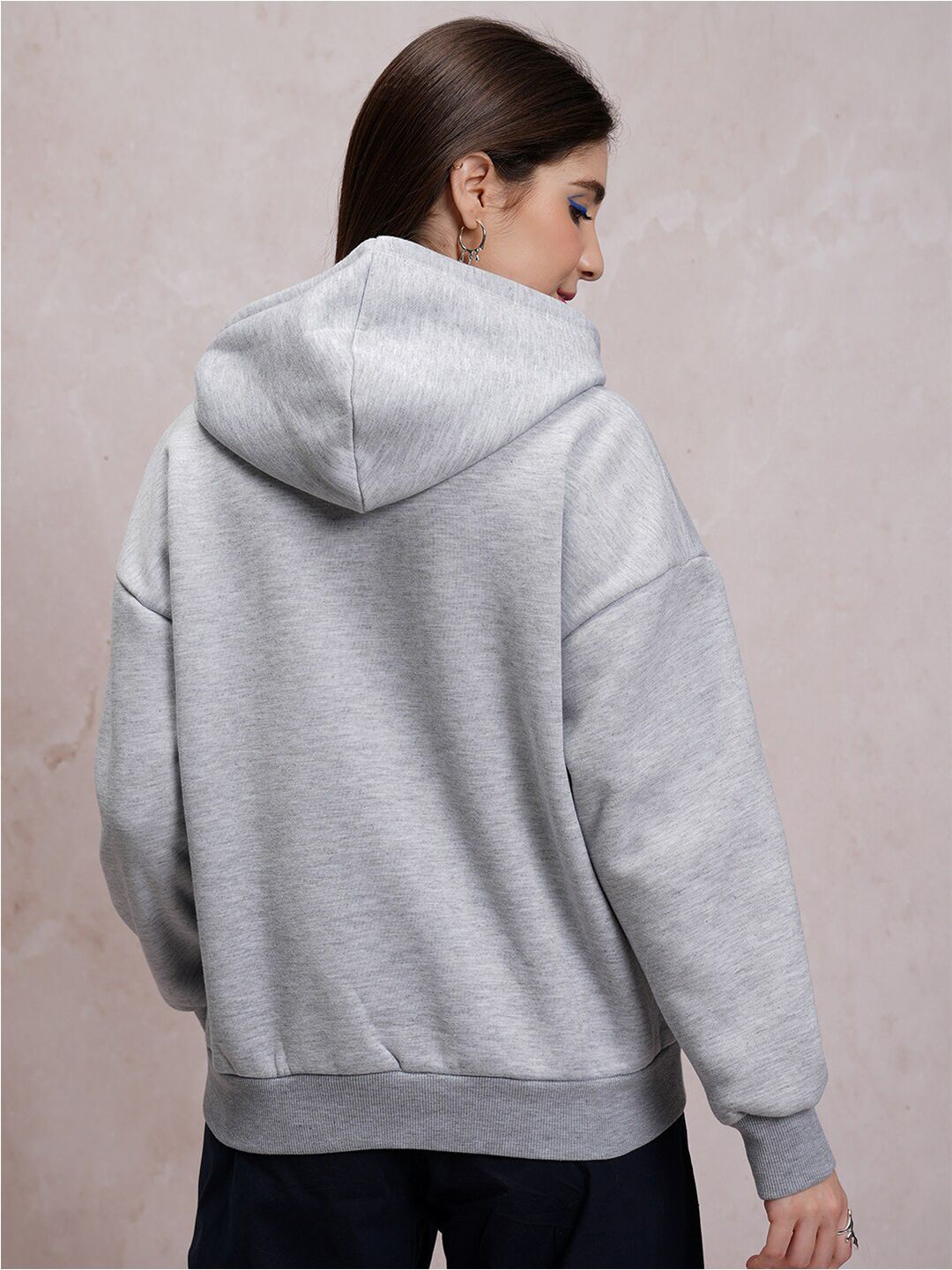 Tokyo Talkies Graphic Printed Hooded Oversized Pullover Sweatshirt
