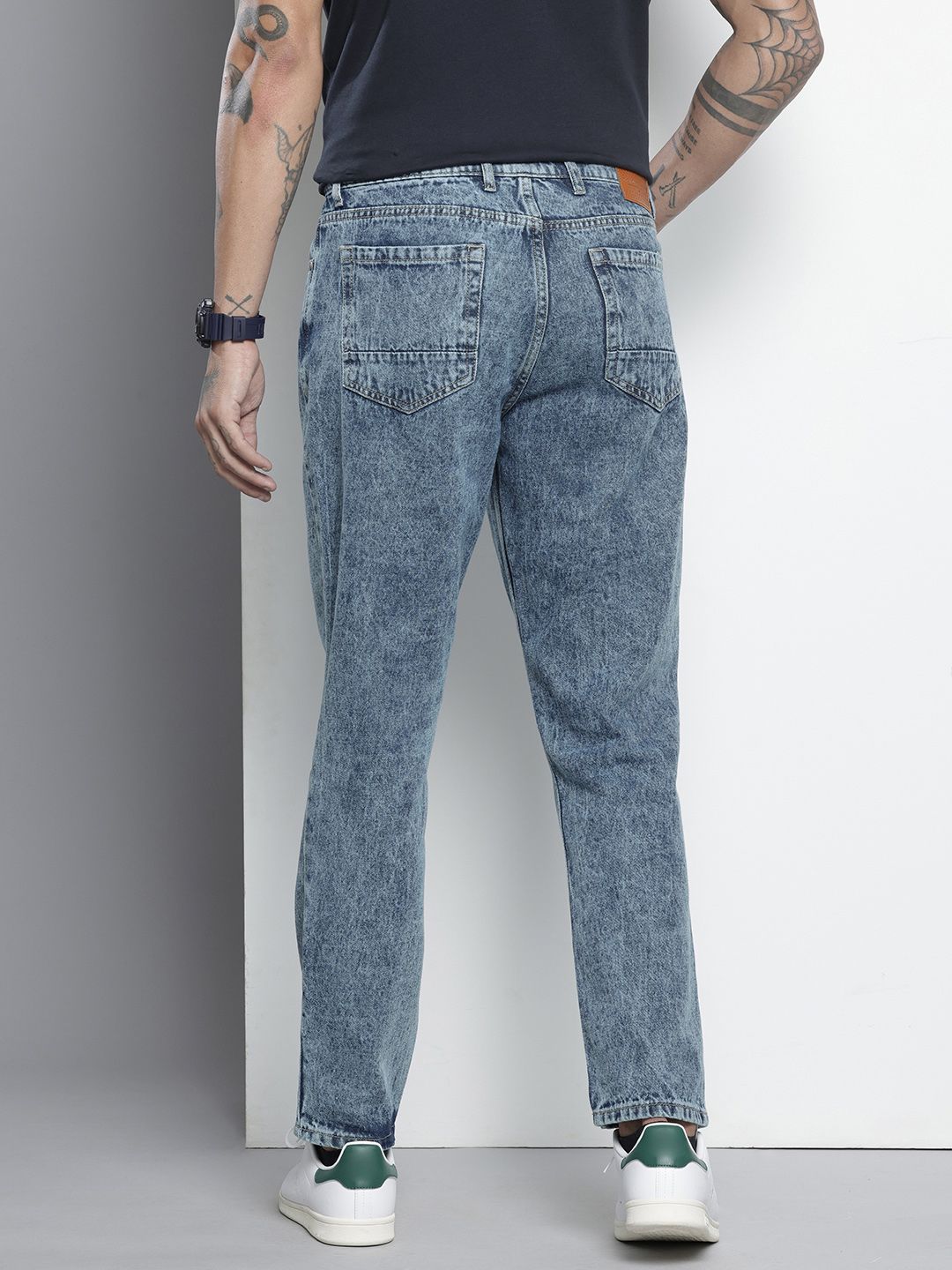 The Indian Garage Co Men Dad Fit Heavy Fade Pure Cotton Jeans