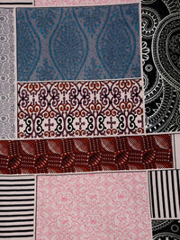 KLOTTHE Blue Ethnic Motifs Cotton 300 TC King Fine Bedsheet dengan 2 Sarung Bantal-98 x 89 inci