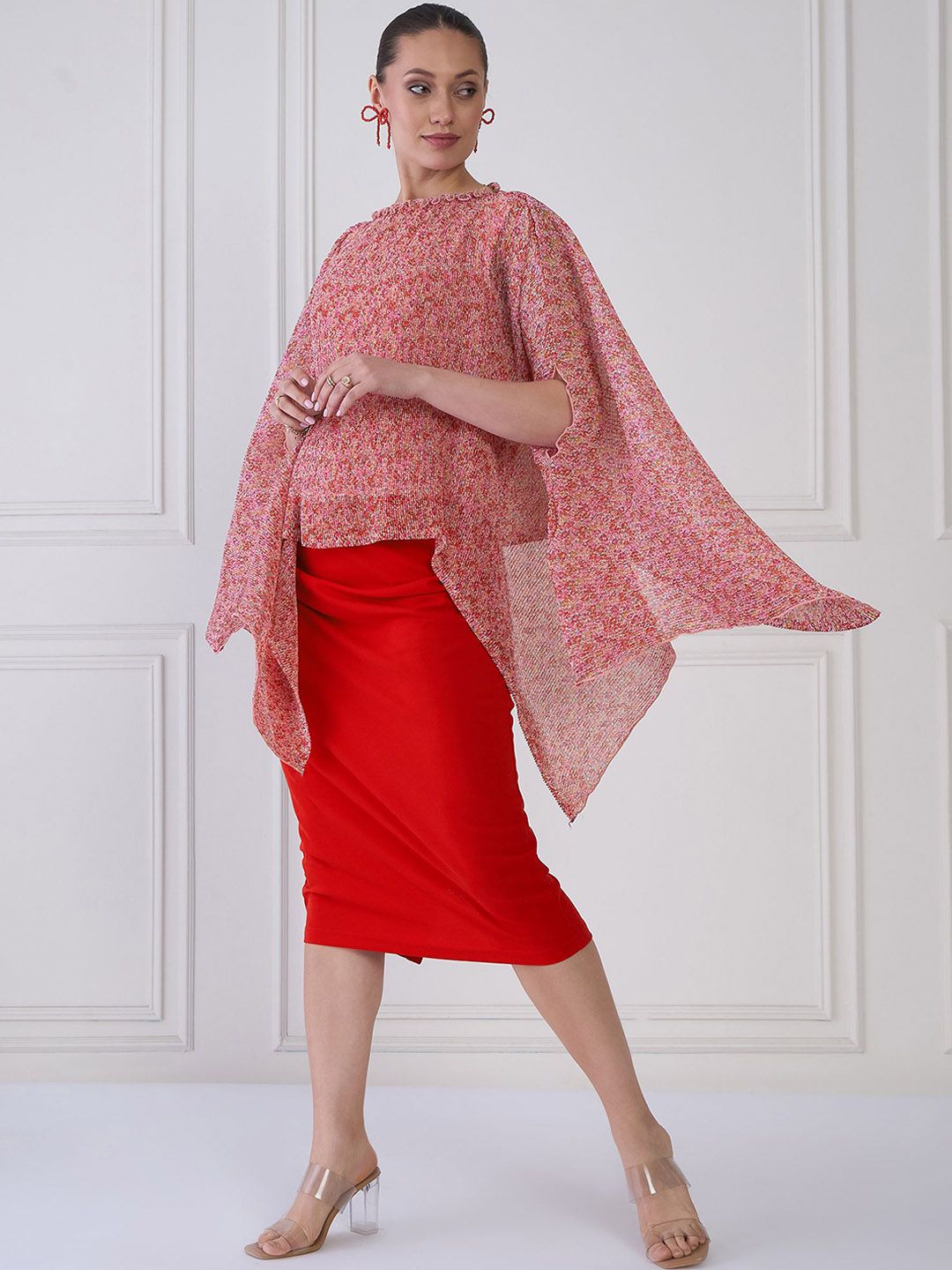 Antheaa Women Self Design Kaftan Top & Skirt Co-Ords