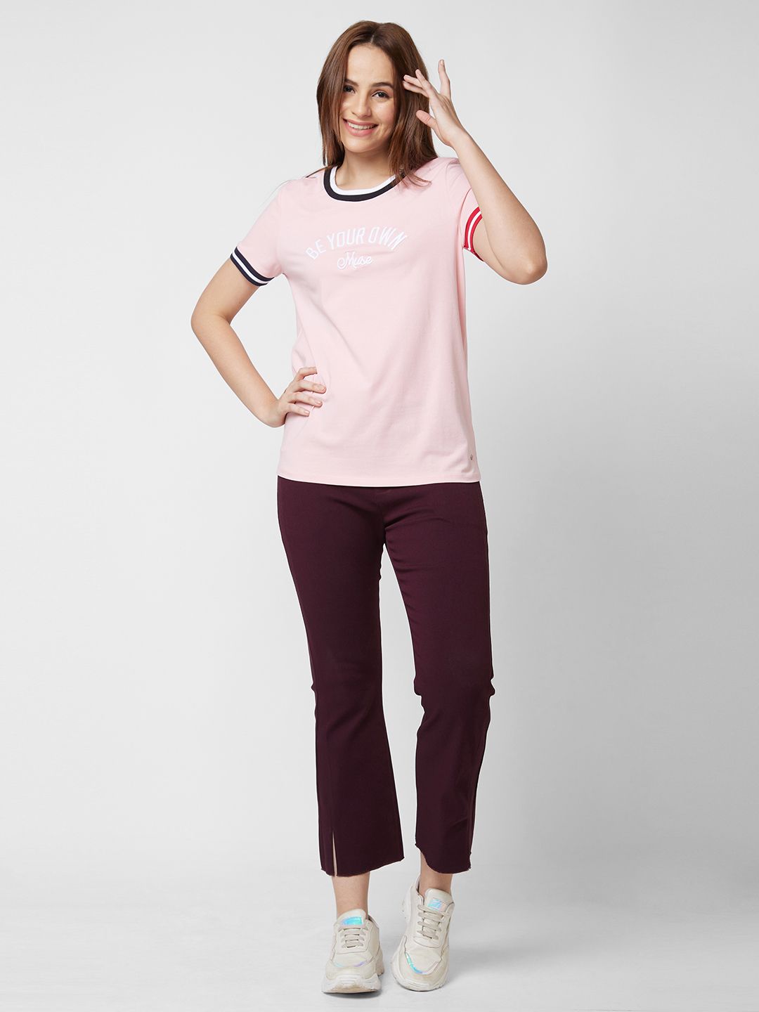 SPYKAR Women Pink Printed T-shirt