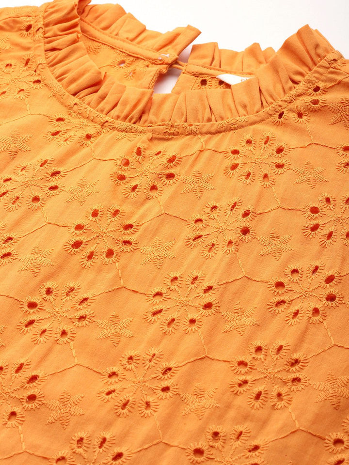 DressBerry Pure Cotton Extended Sleeves Schiffli Top