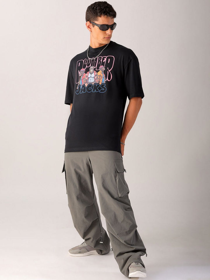 The Indian Garage Co Men Back Printed Oversized Round Neck T-shirt