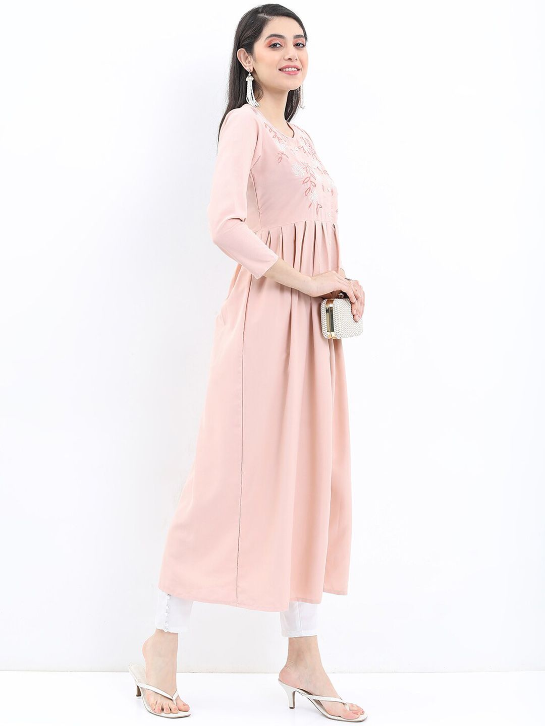 Vishudh Floral Yoke Design Gathered Or Pleated Kurta