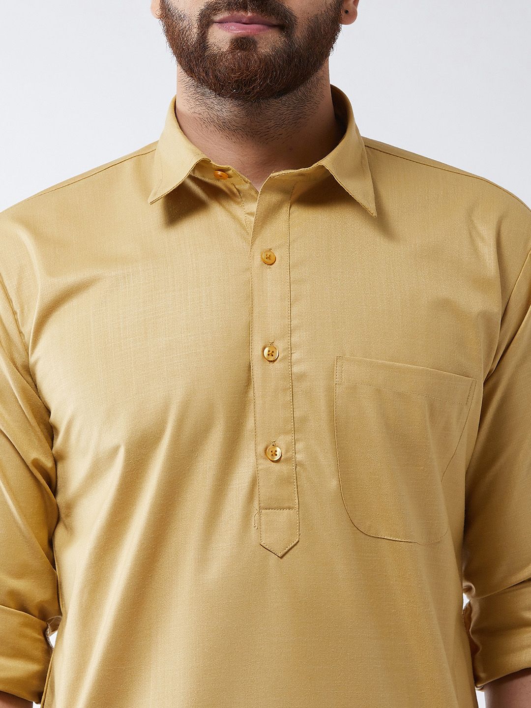 SOJANYA Men Gold-Toned Solid Pathani Kurta